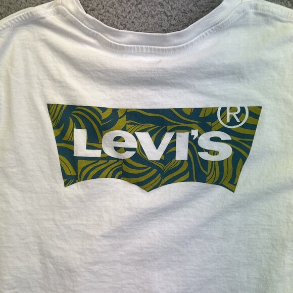 Levis Short Sleeve Pull Over T Shirt Mens White Green Logo‎ Size Large - Picture 8 of 11